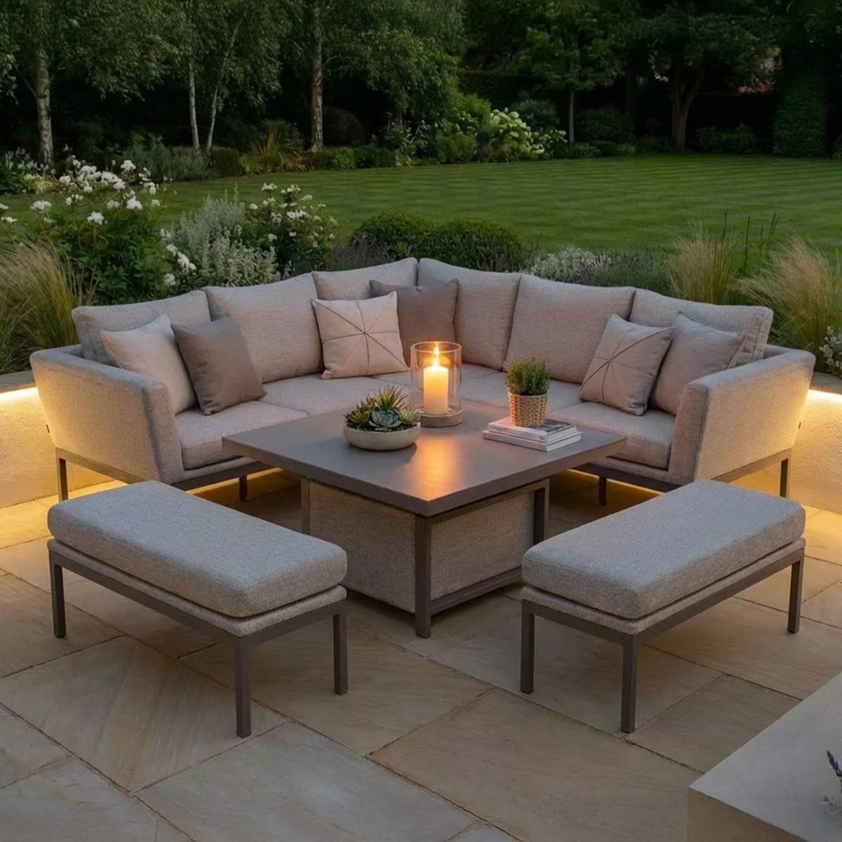 Maze - Outdoor Fabric Pulse Square Corner Dining Set