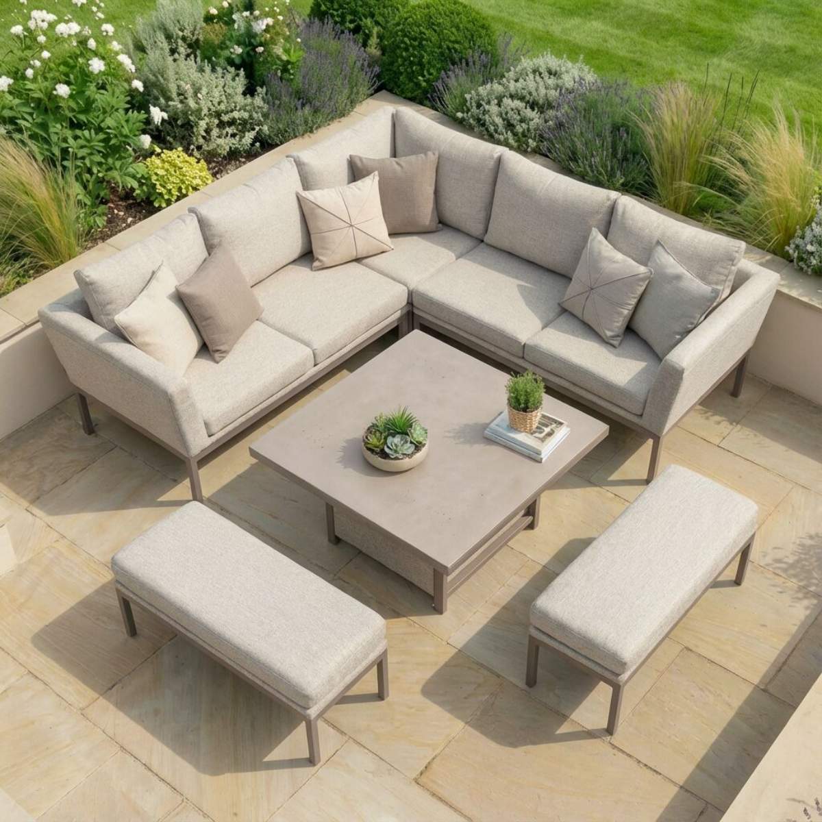 Maze - Outdoor Fabric Pulse Square Corner Dining Set