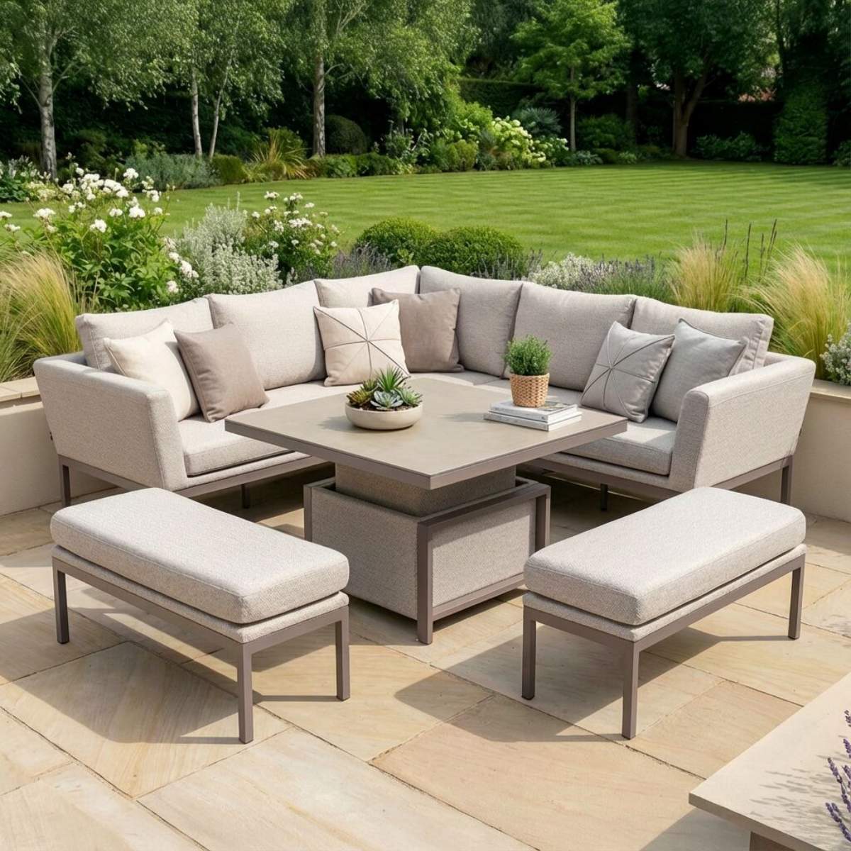 Maze - Outdoor Fabric Pulse Square Corner Dining Set