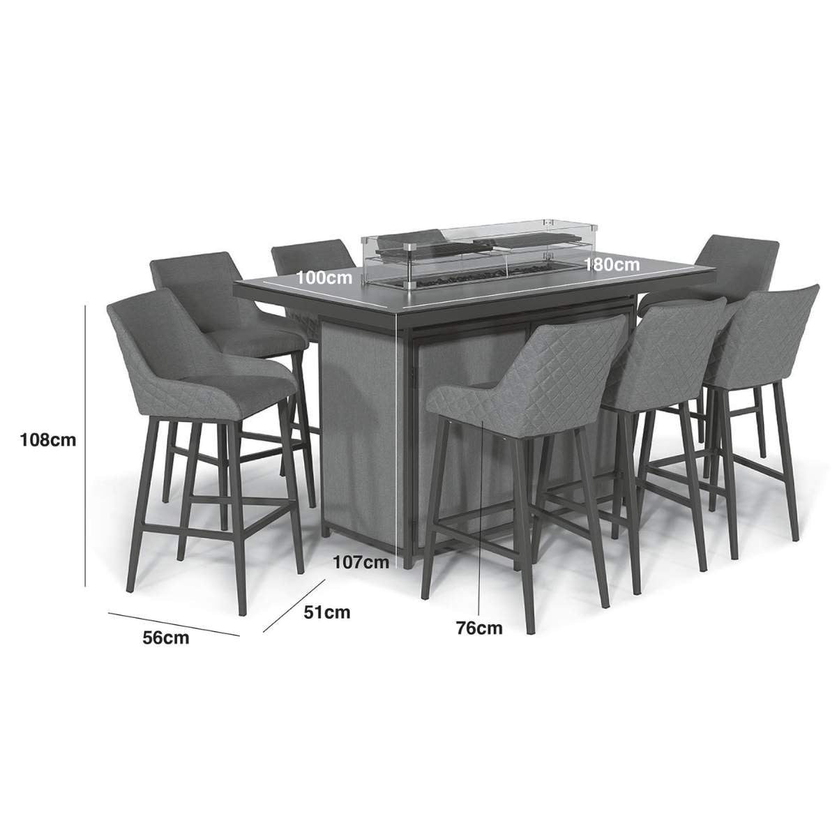 Maze - Outdoor Fabric Regal 8 Seat Rectangular Bar Set