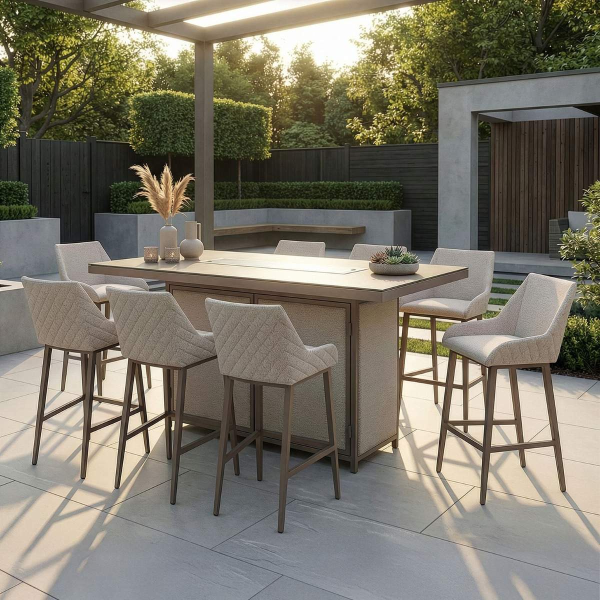 Maze - Outdoor Fabric Regal 8 Seat Rectangular Bar Set