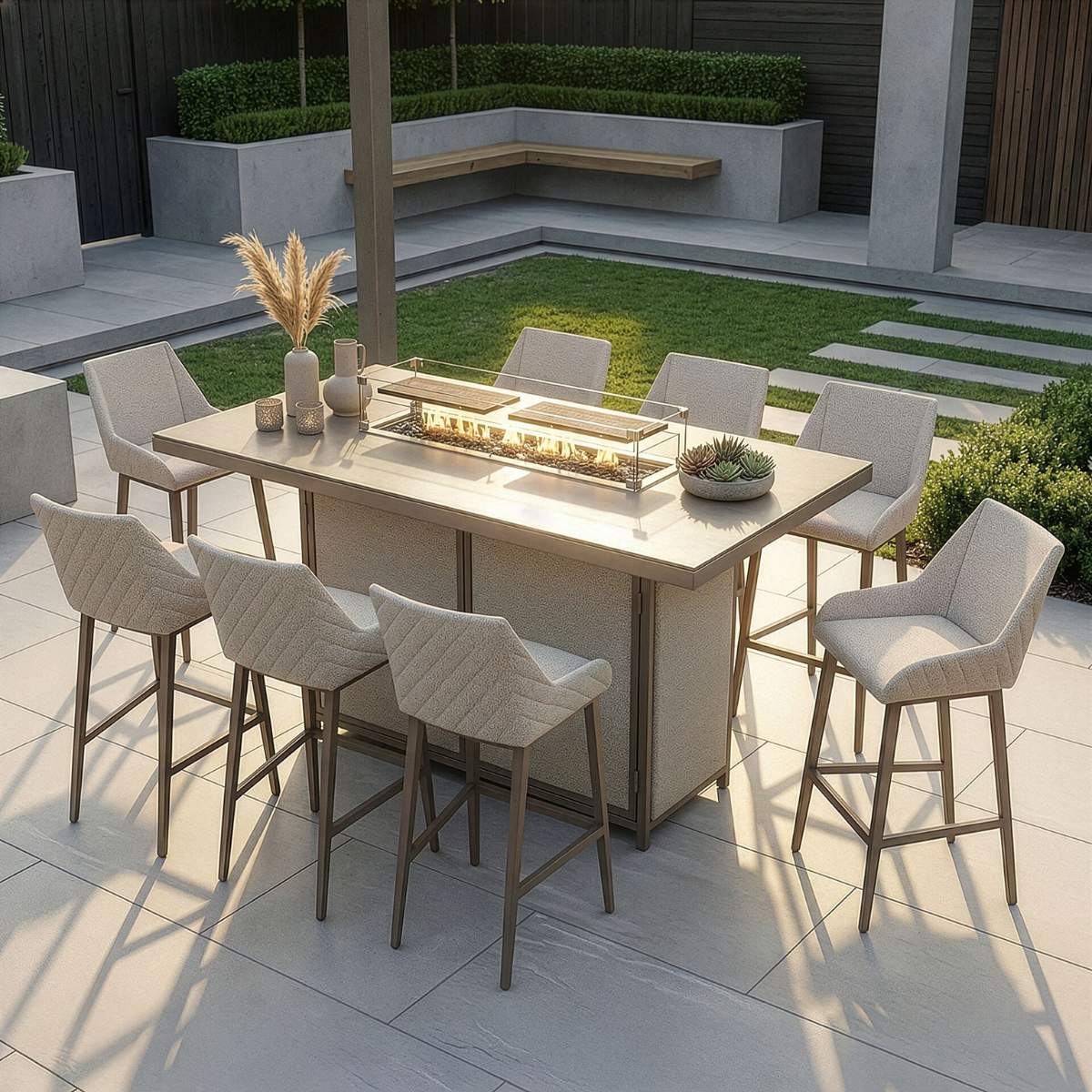 Maze - Outdoor Fabric Regal 8 Seat Rectangular Bar Set