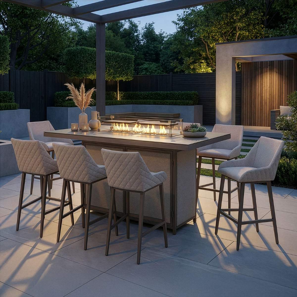 Maze - Outdoor Fabric Regal 8 Seat Rectangular Bar Set