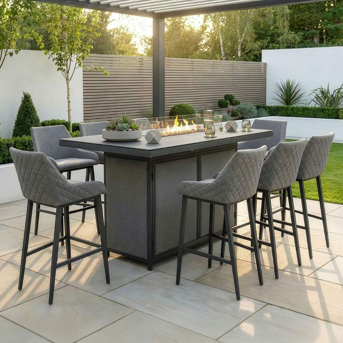 Maze - Outdoor Fabric Regal 8 Seat Rectangular Bar Set