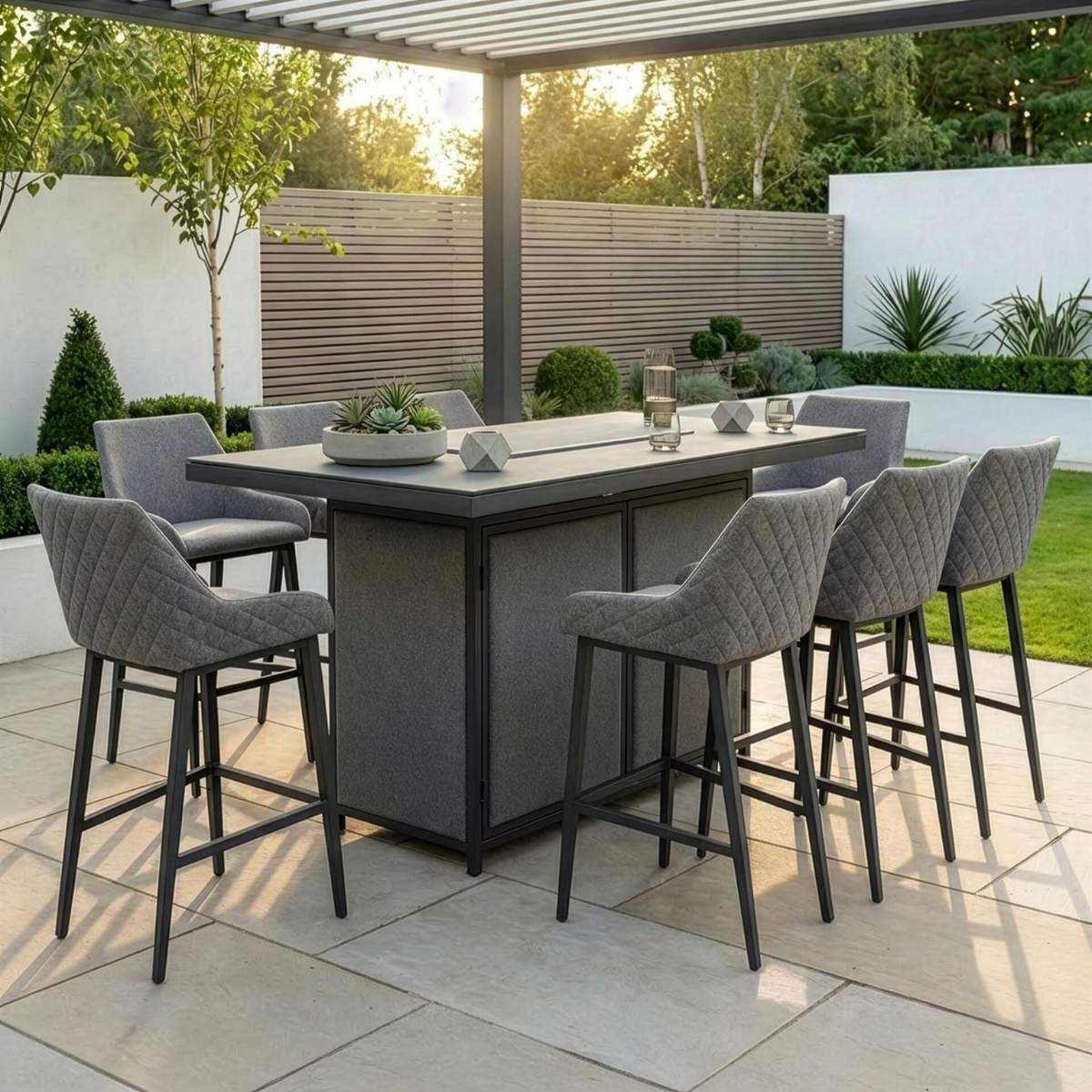 Maze - Outdoor Fabric Regal 8 Seat Rectangular Bar Set