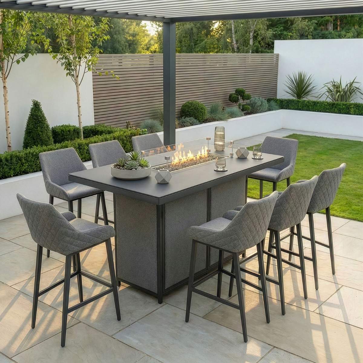 Maze - Outdoor Fabric Regal 8 Seat Rectangular Bar Set