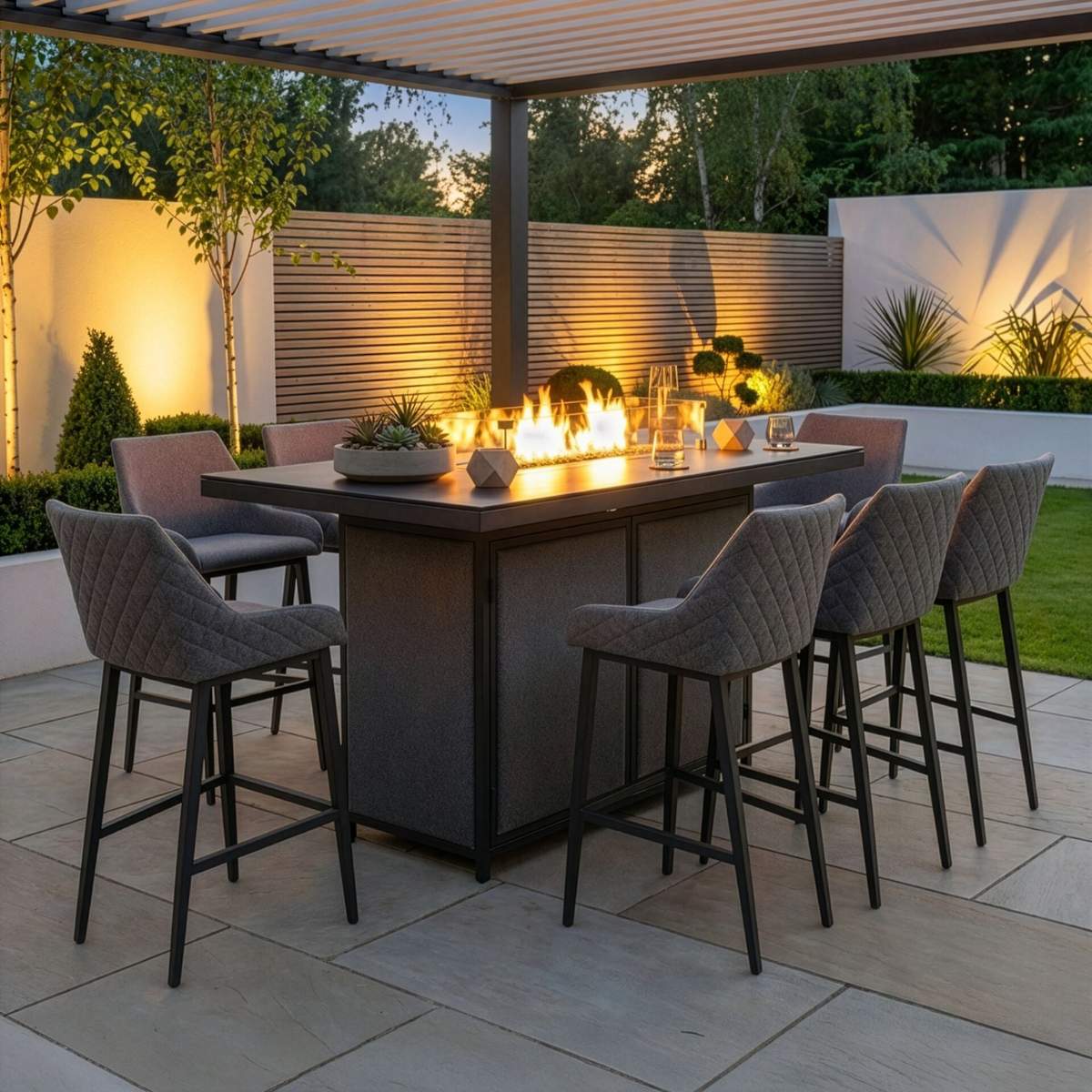 Maze - Outdoor Fabric Regal 8 Seat Rectangular Bar Set