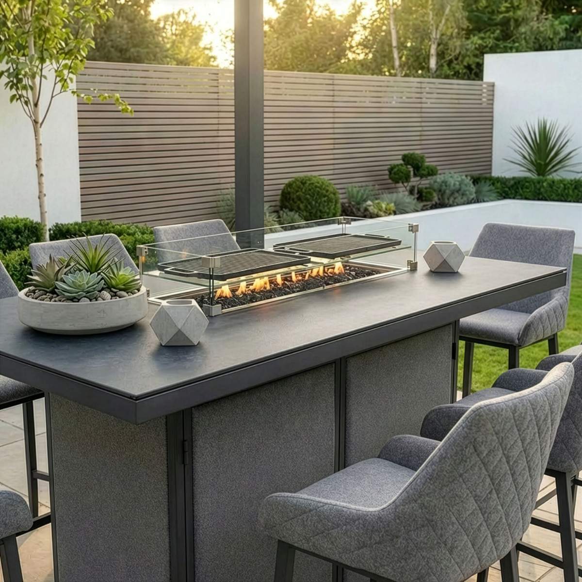 Maze - Outdoor Fabric Regal 8 Seat Rectangular Bar Set