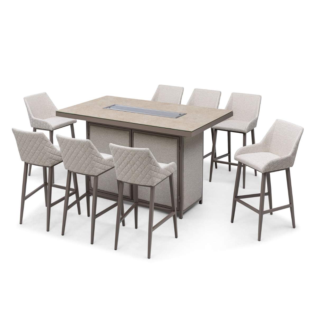 Maze - Outdoor Fabric Regal 8 Seat Rectangular Bar Set