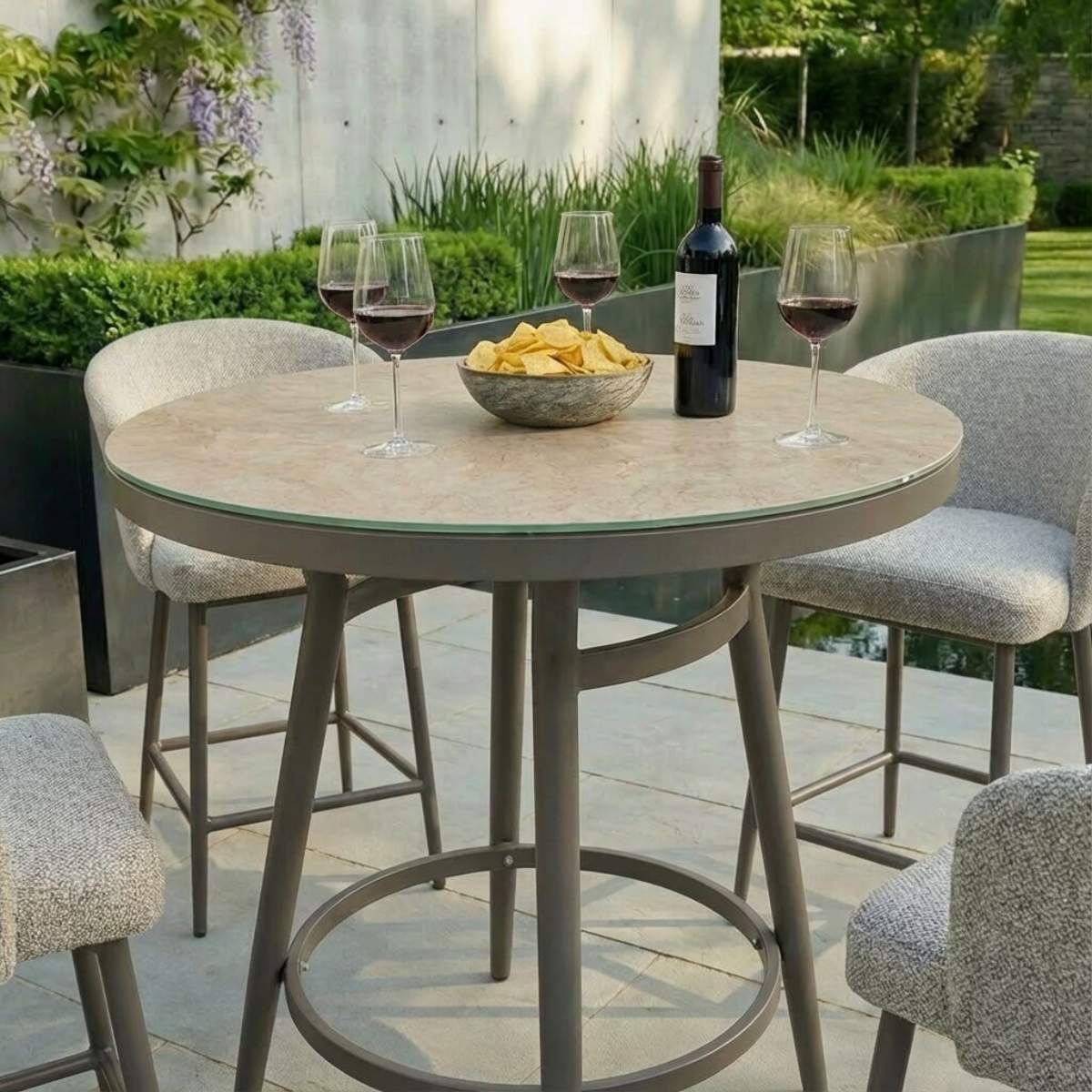 Maze - Outdoor Fabric Zen 4 Seat Low Round Bar Set
