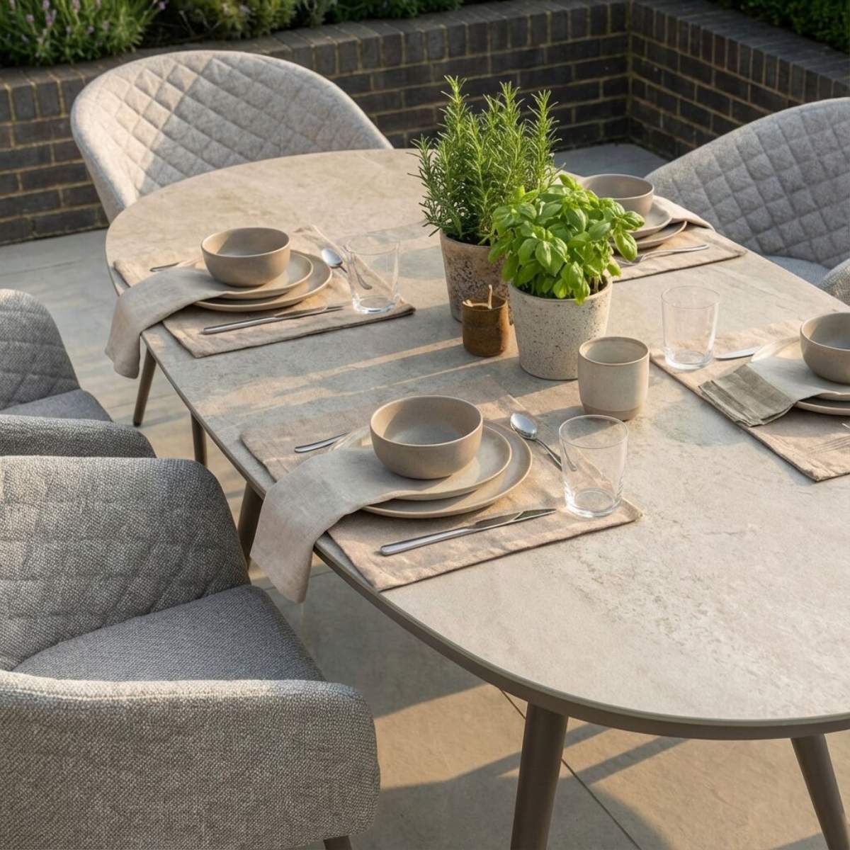 Maze - Outdoor Fabric Ambition 6 Seat Oval Dining Set