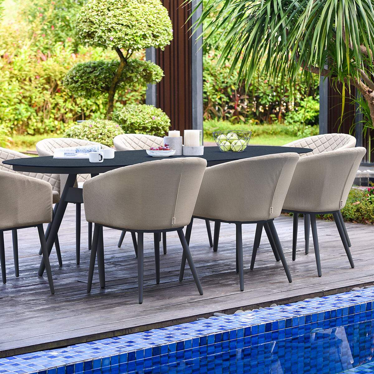 Maze - Outdoor Fabric Ambition 8 Seat Oval Dining Set