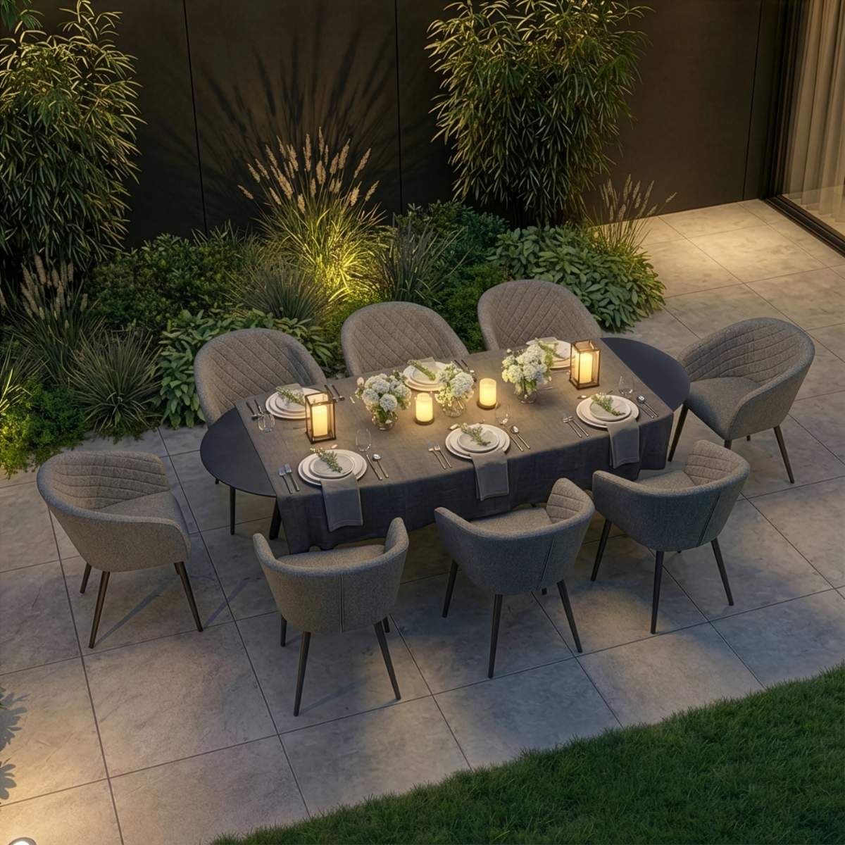 Maze - Outdoor Fabric Ambition 8 Seat Oval Dining Set