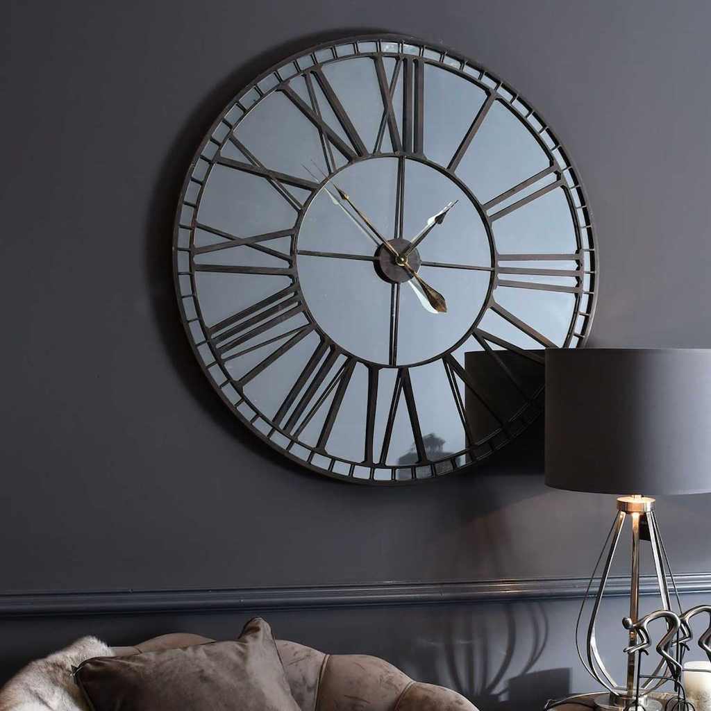 Oversized Skeleton Mirror Wall Clock 100cm-Beaumonde