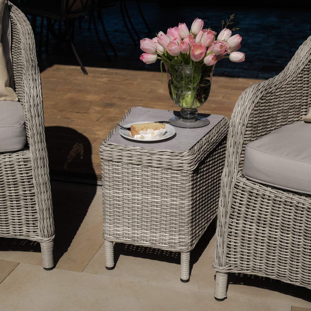 Maze Oxford 3 Piece Rattan Bistro Set - Ceramic Glass