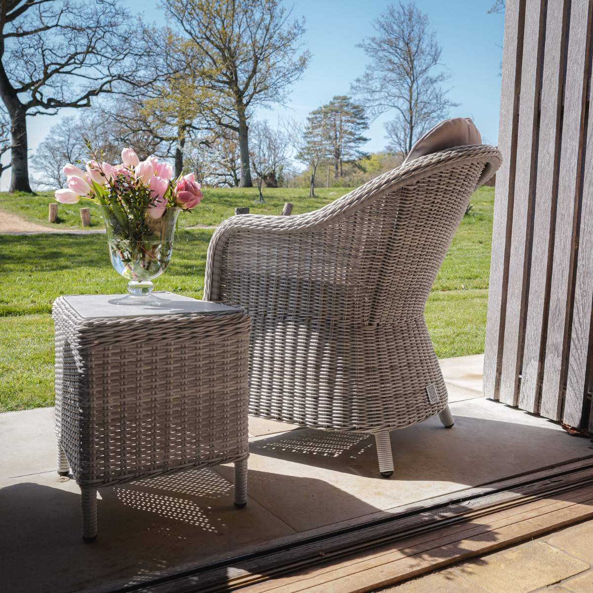 Maze Oxford 3 Piece Rattan Bistro Set - Ceramic Glass