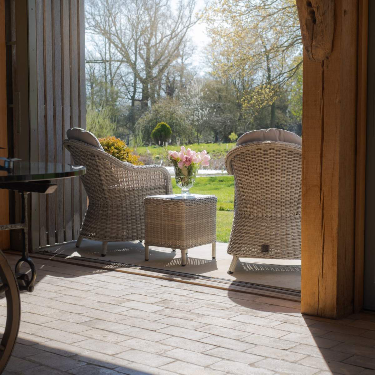 Maze Oxford 3 Piece Rattan Bistro Set - Ceramic Glass