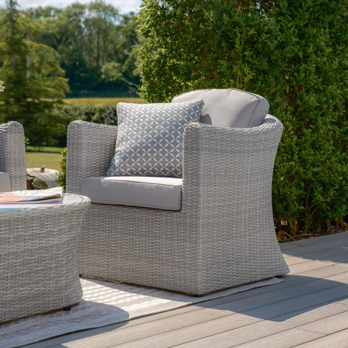 Maze Oxford 3 Seat Rattan Sofa Set - Ceramic Glass