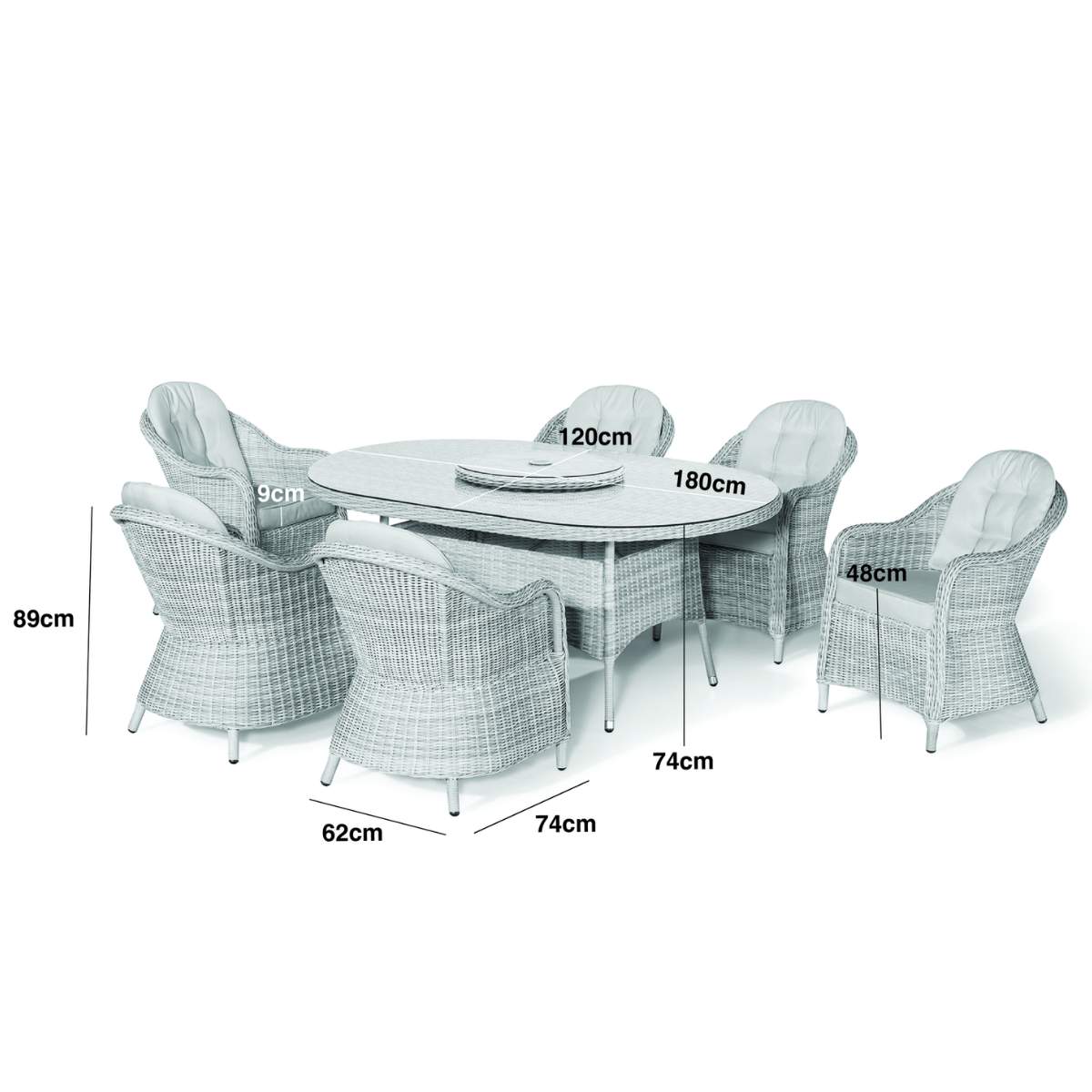 Maze Oxford 6 Seat Oval Dining Set