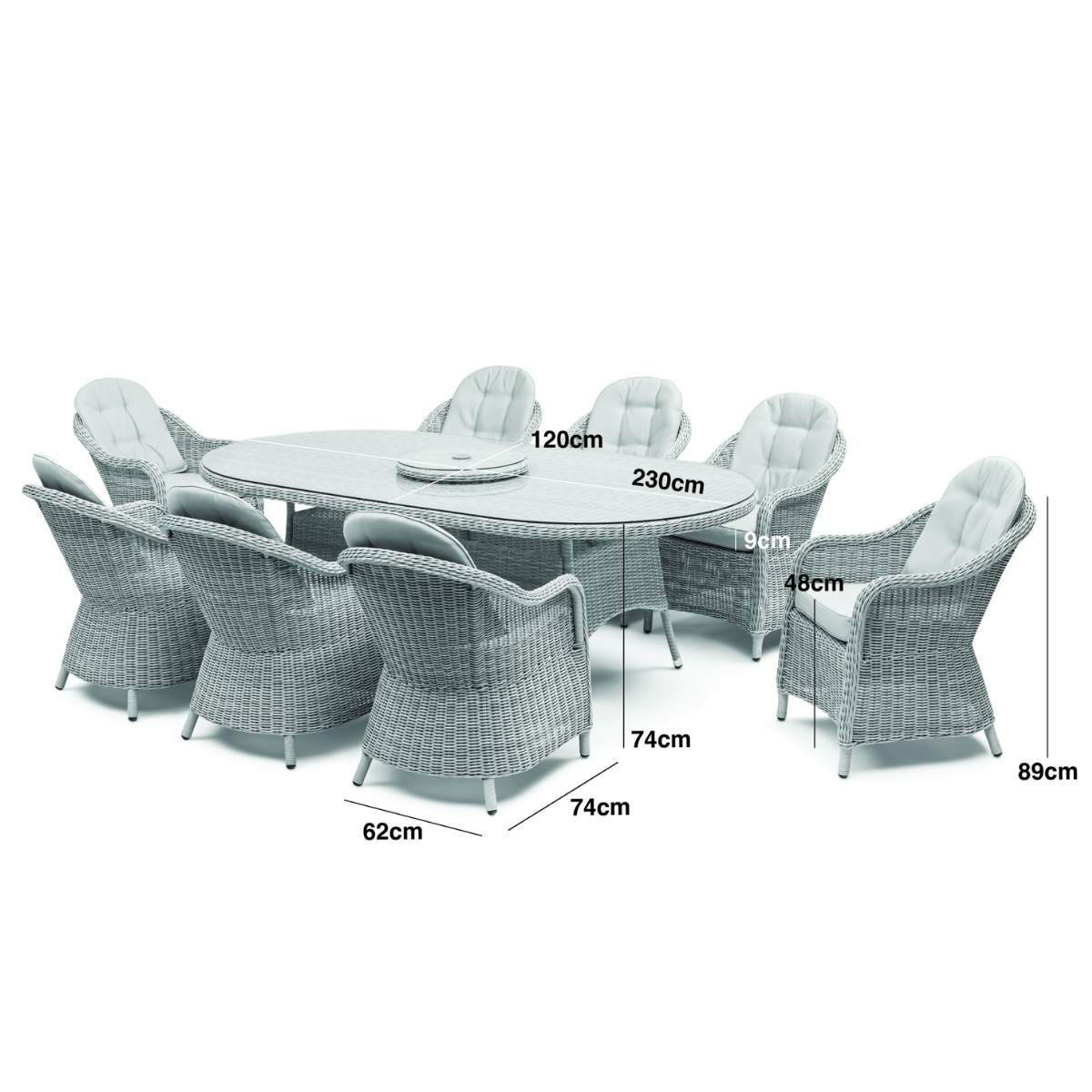 Maze Oxford 8 Seat Oval Dining Set