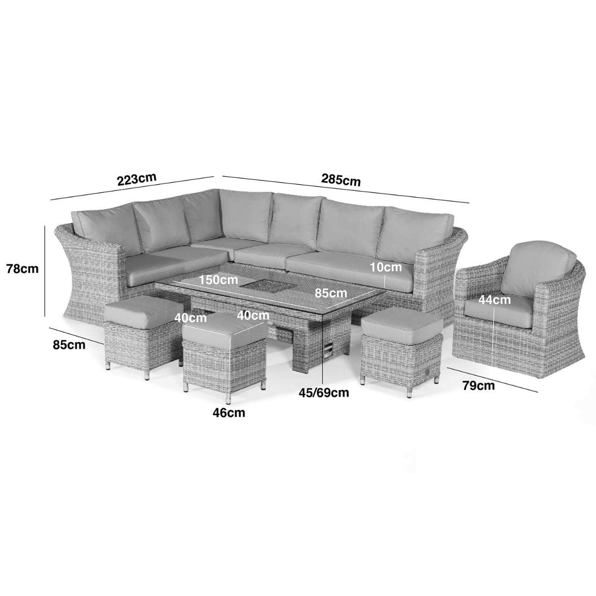 Maze Oxford Deluxe Large Rattan Corner Dining Set
