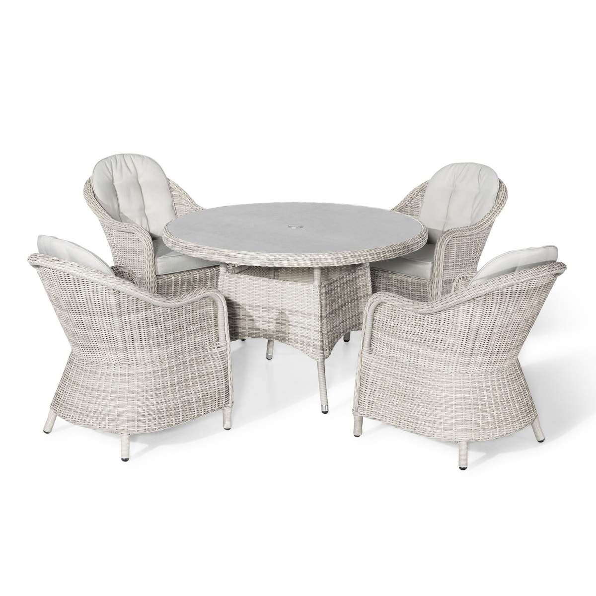 Maze Oxford Heritage 4 Seat Round Rattan Dining Set - Ceramic Glass