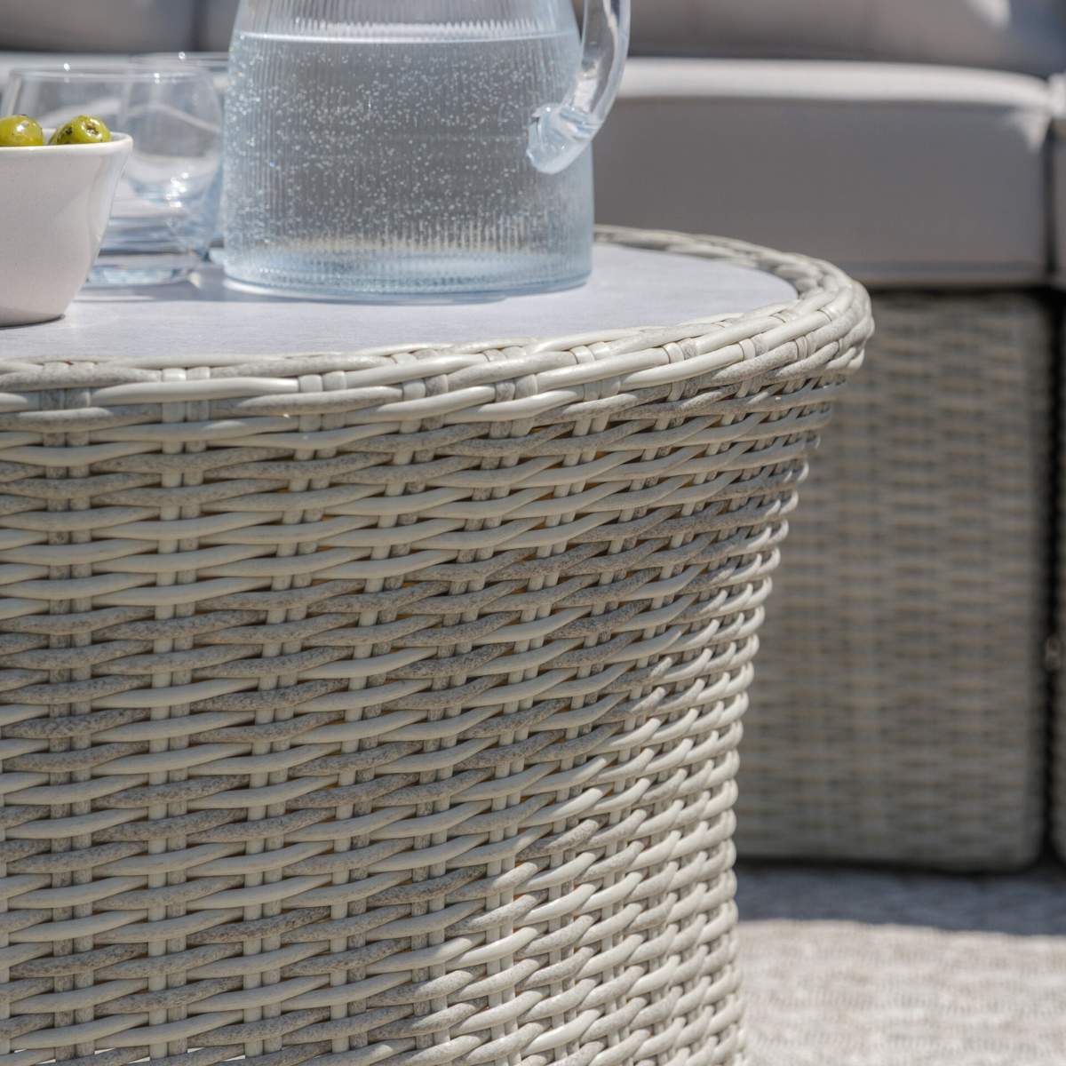 Maze Oxford Large Rattan Corner Sofa Set - Ceramic Glass