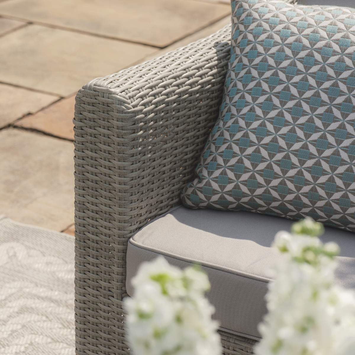 Maze Oxford Large Rattan Corner Sofa Set - Ceramic Glass