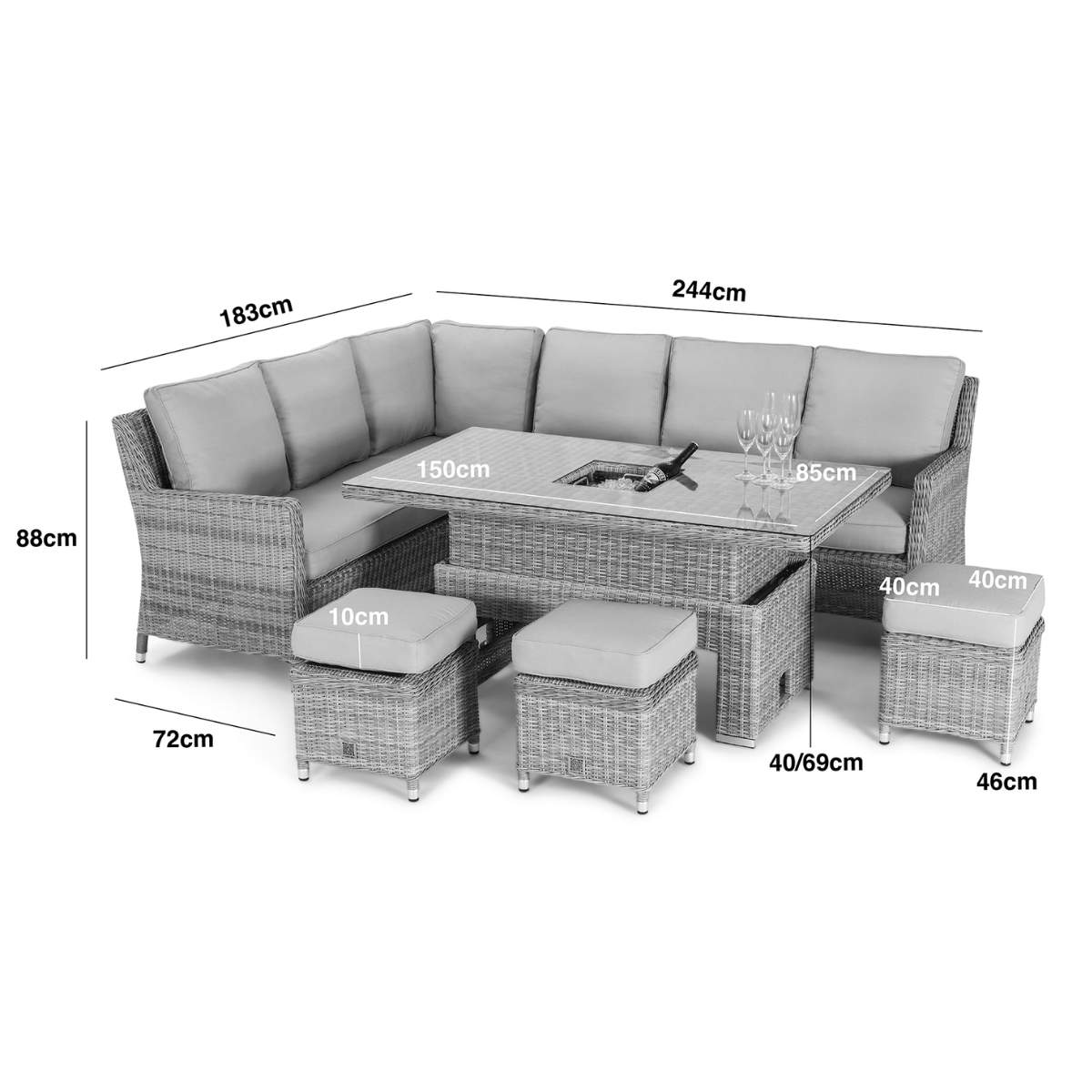 Maze Oxford Rattan Corner Dining Set