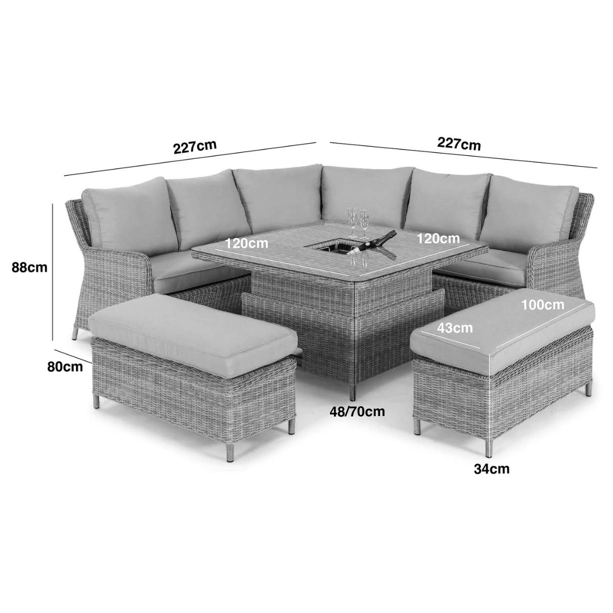 Maze Oxford Royal Rattan Corner Dining Sofa Set