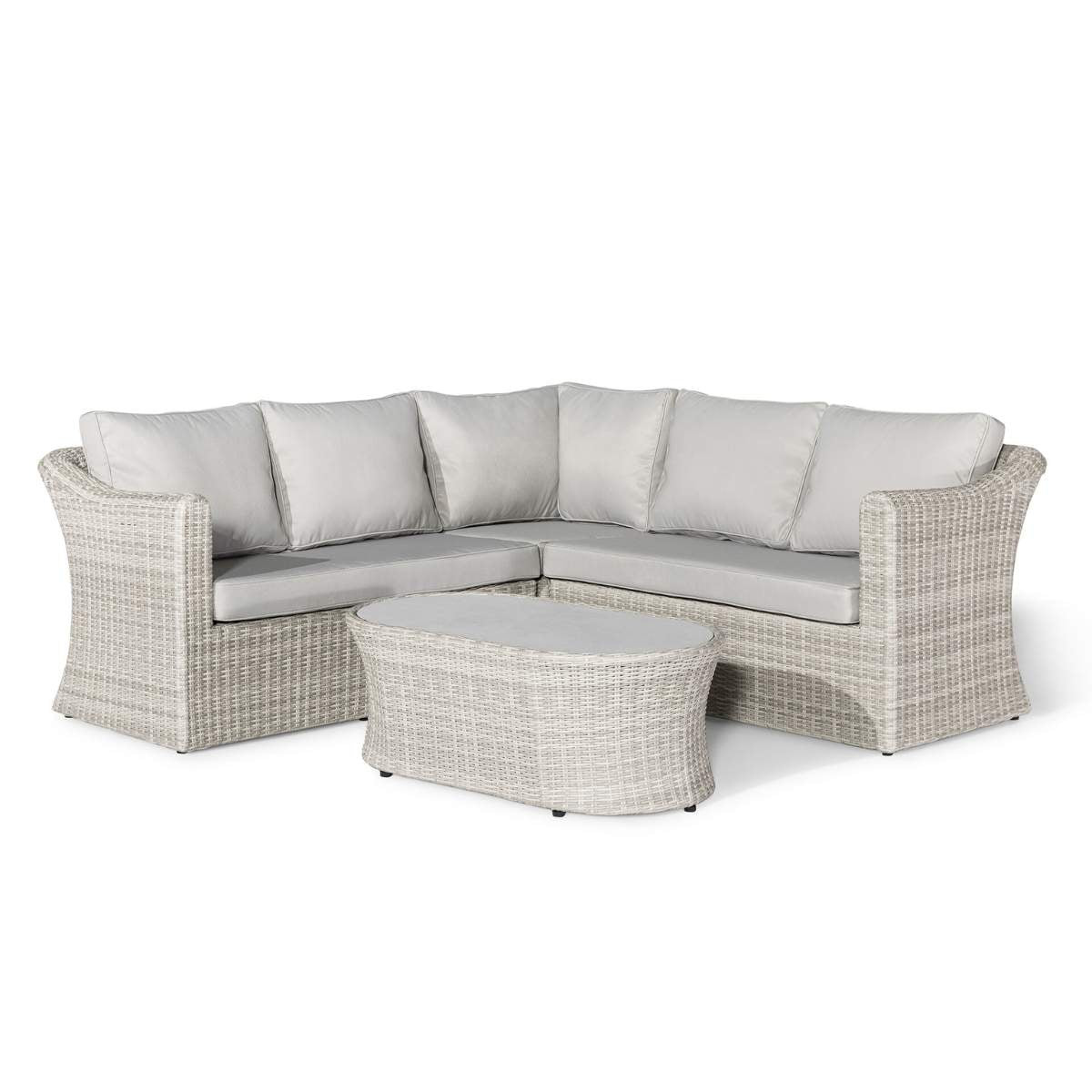 Maze Oxford Small Rattan Corner Sofa Set - Ceramic Glass