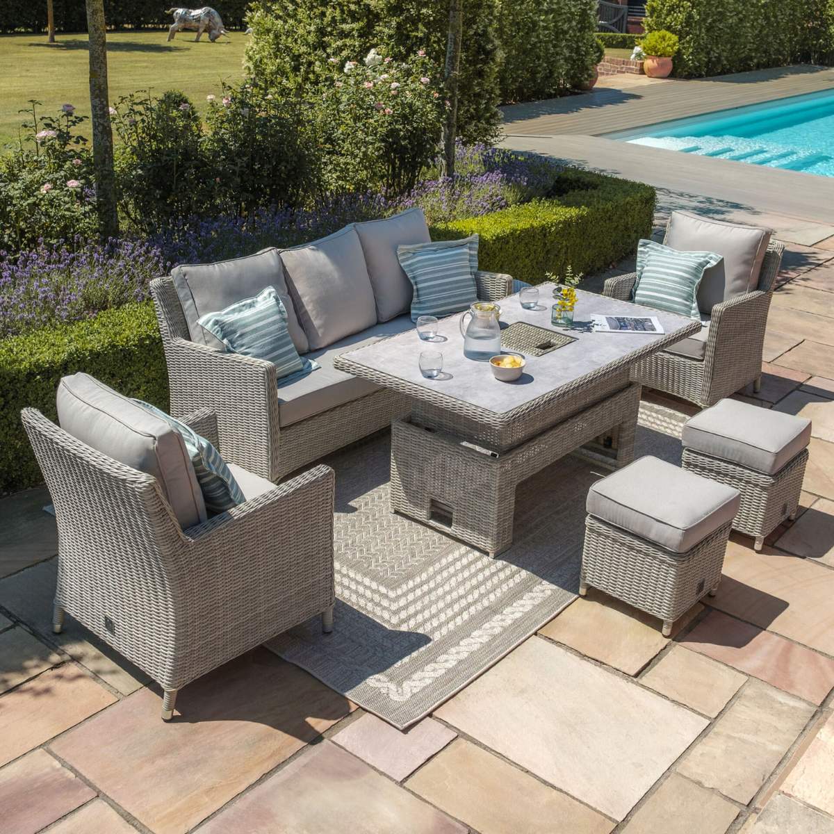 Maze Oxford Sofa Rattan Dining Set