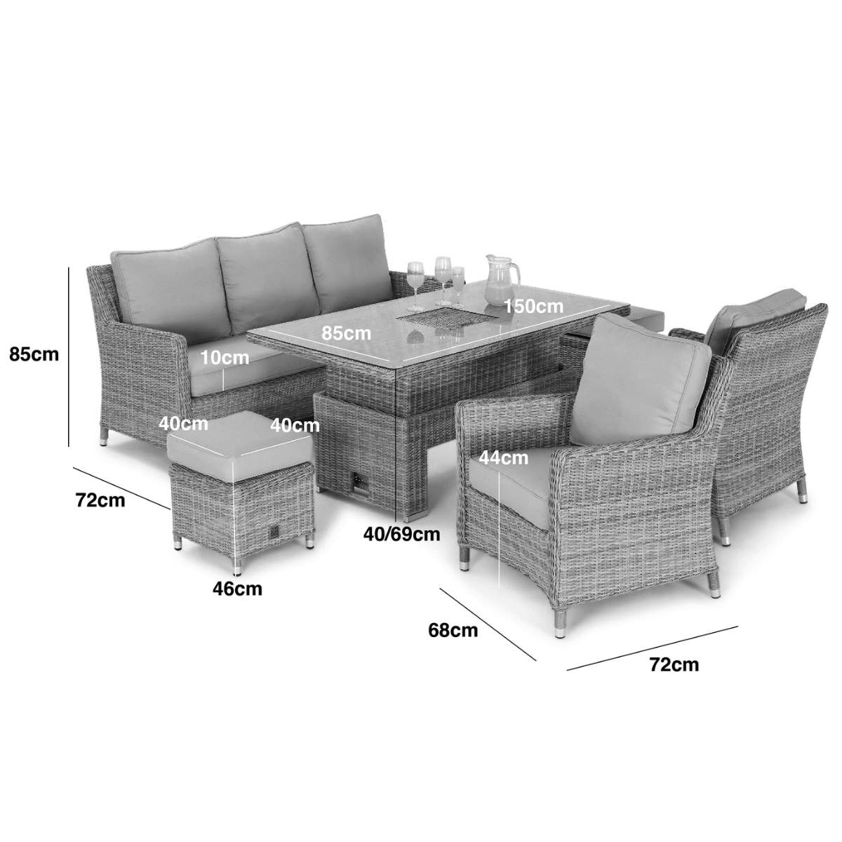 Maze Oxford Sofa Rattan Dining Set