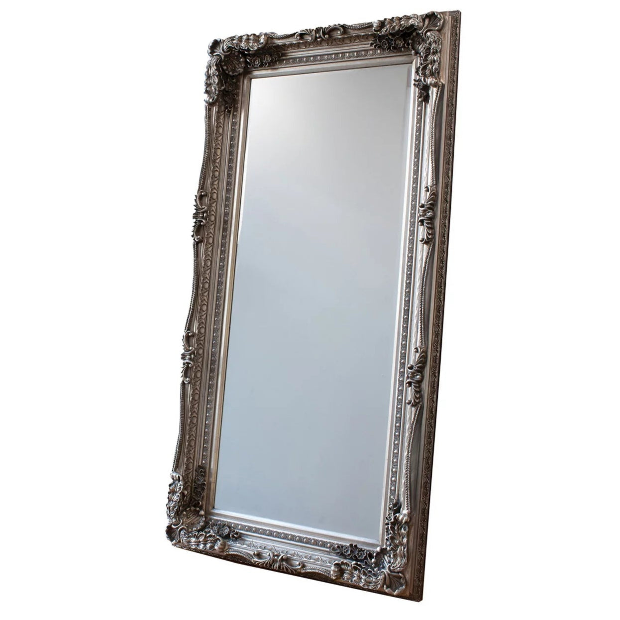 Gallery Direct Carved Louis Leaner Mirror Silver 1755x895mm