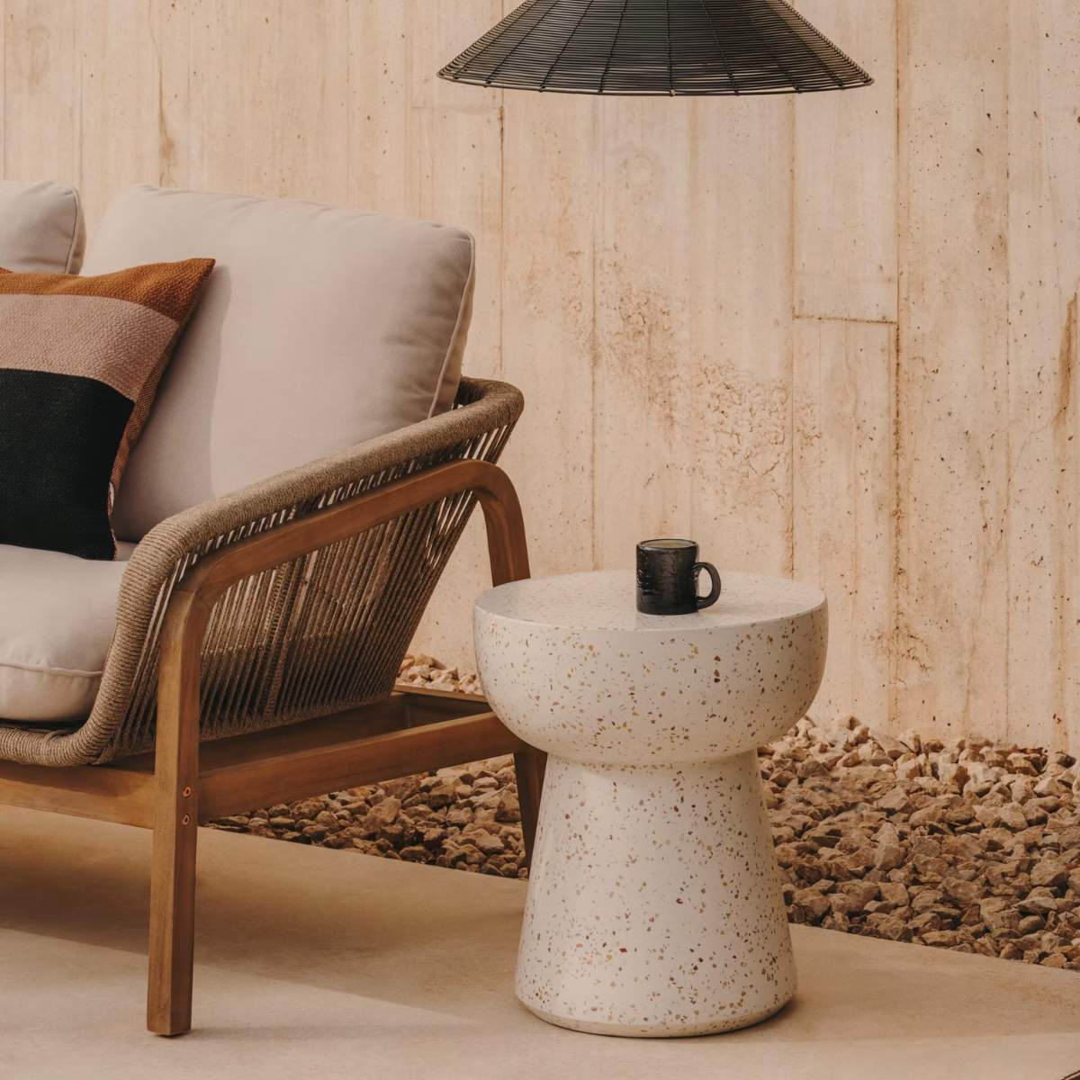 Kave Home Pada white terrazzo side table, Ø 40 cm