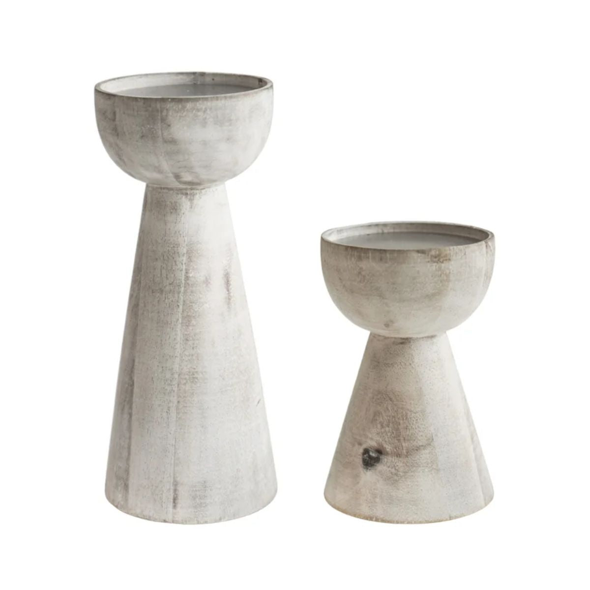 Ivyline Padstow White Wash Wooden Candle Holder H22cm D9cm