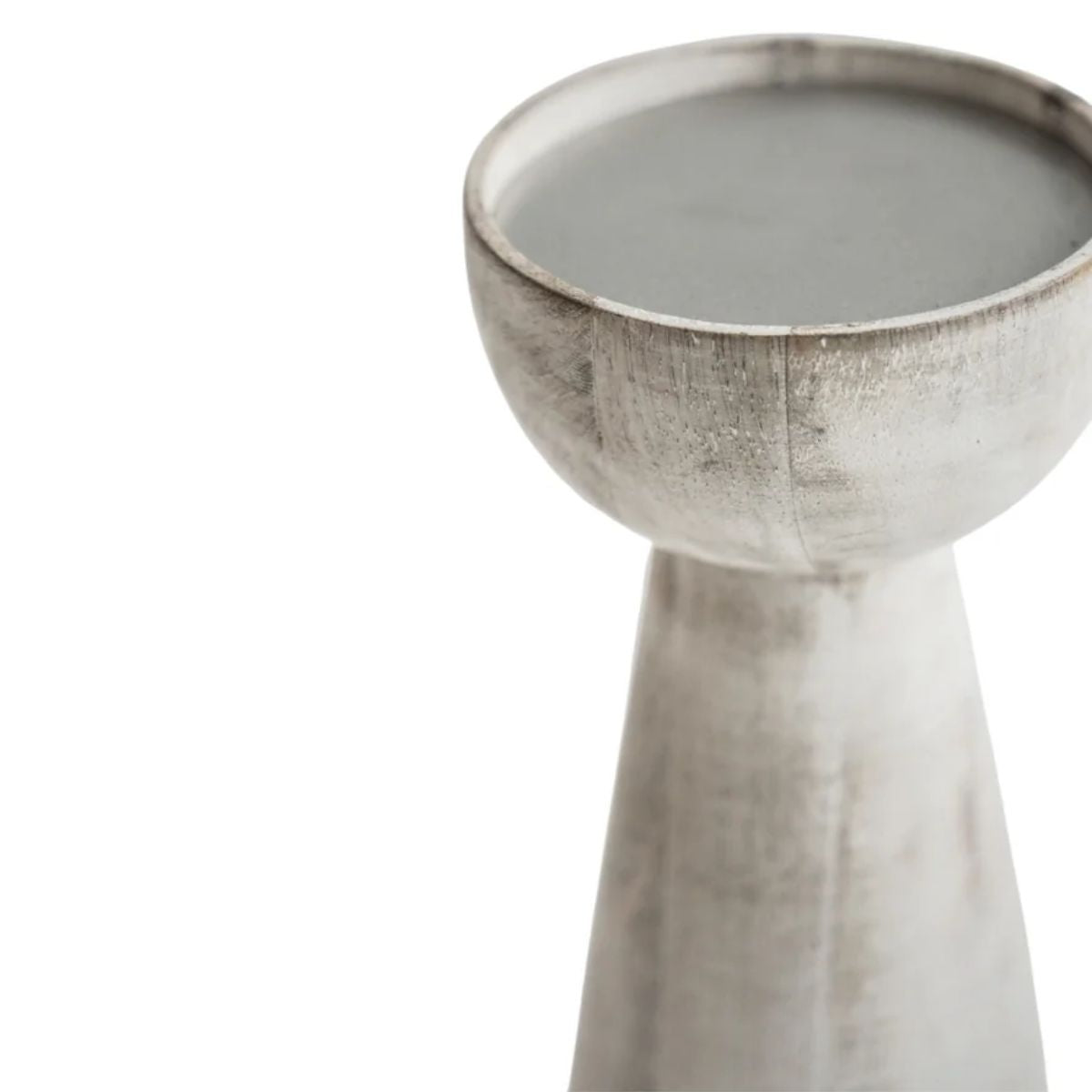 Ivyline Padstow White Wash Wooden Candle Holder H22cm D9cm