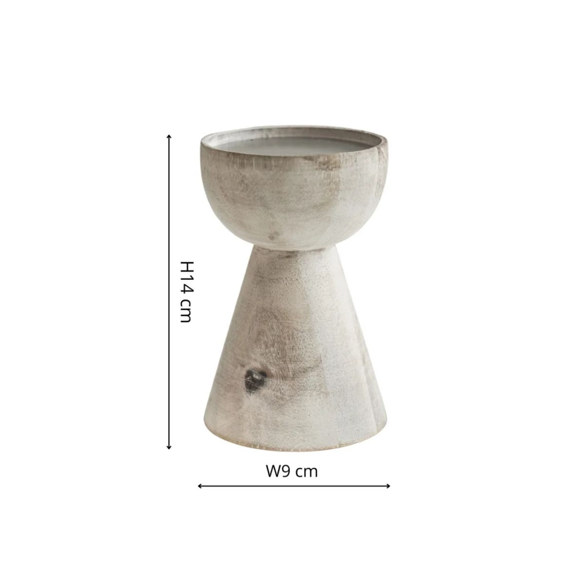 Ivyline Padstow White Wash Wooden Candle Holder H14cm D9cm