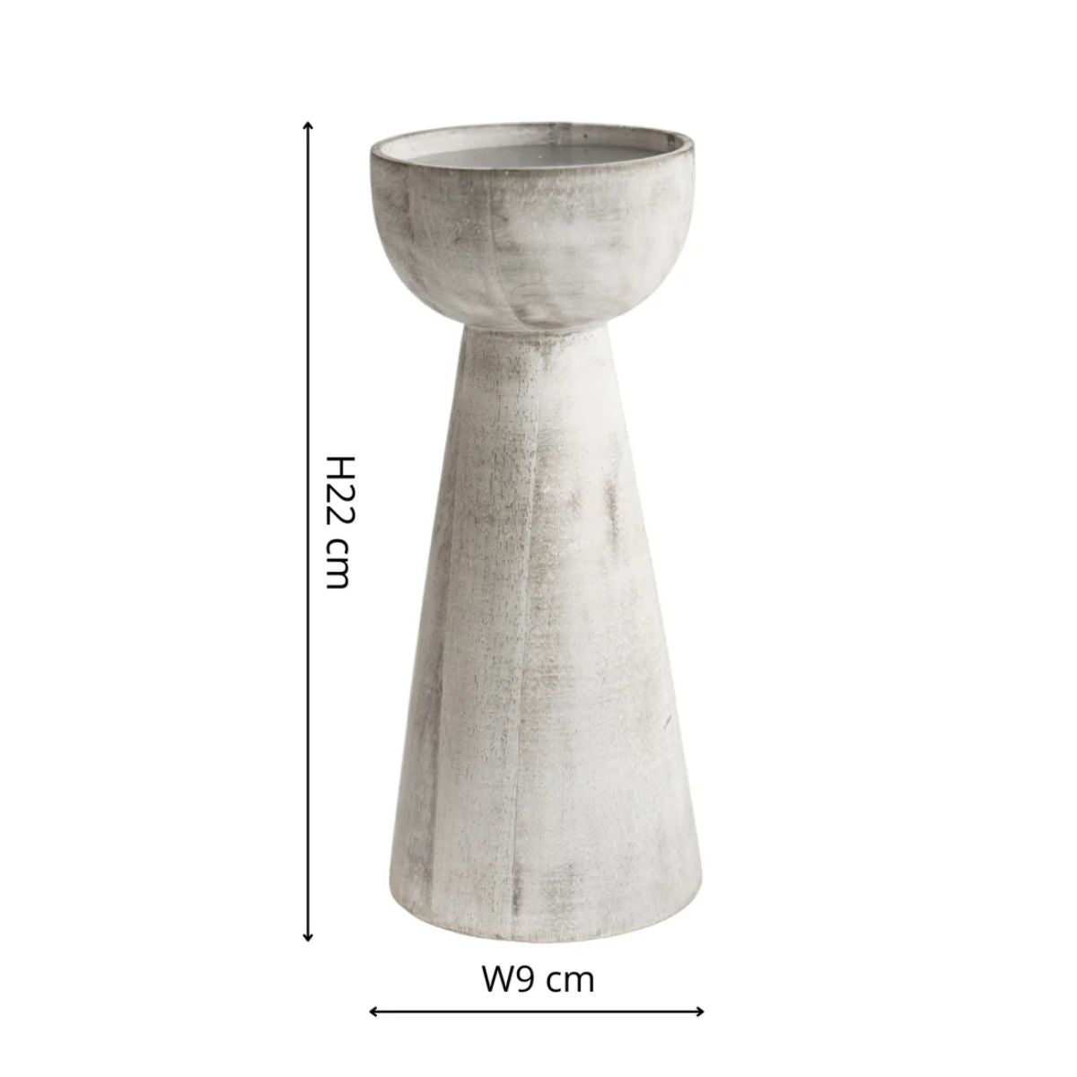 Ivyline Padstow White Wash Wooden Candle Holder H14cm D9cm