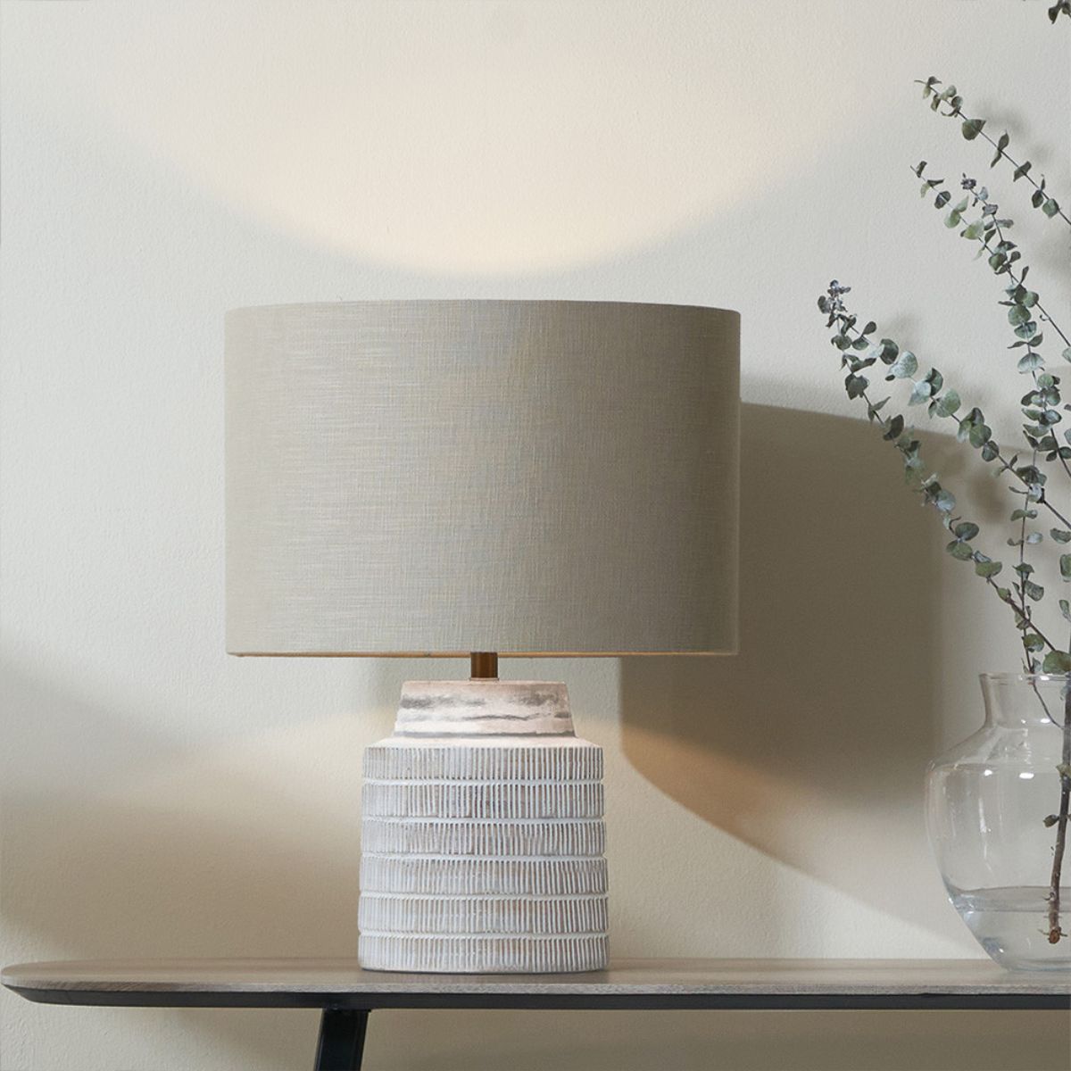 Pacific Lifestyle Paihia White Wash Wood Textured Short Table Lamp Base