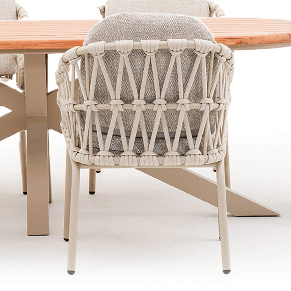 Maze Pair of Sicily Open Rope Weave Garden Dining Chairs - Latte