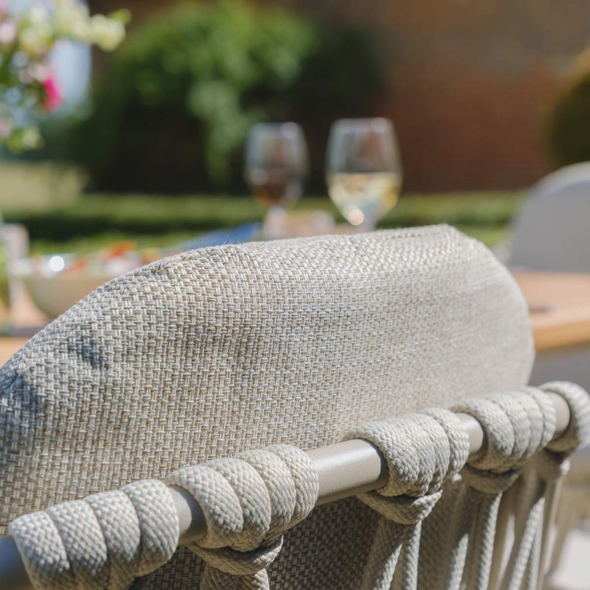 Maze Pair of Sicily Open Rope Weave Garden Dining Chairs - Latte