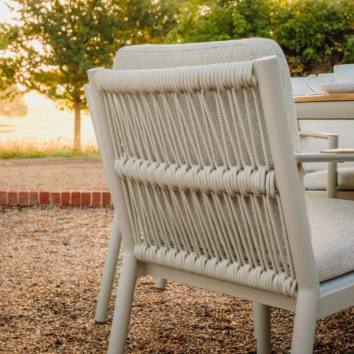 Maze Pair of Sicily Rope Weave Garden Dining Chairs