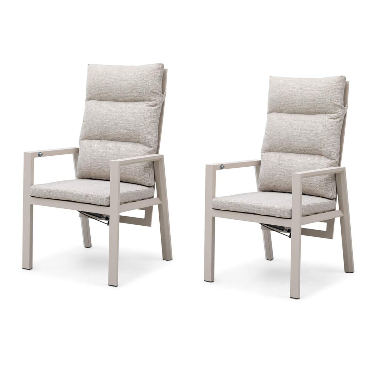 Maze - Pair of Valencia Reclining Aluminium Dining Chairs - Latte