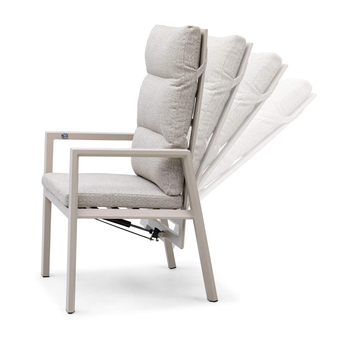 Maze - Pair of Valencia Reclining Aluminium Dining Chairs - Latte