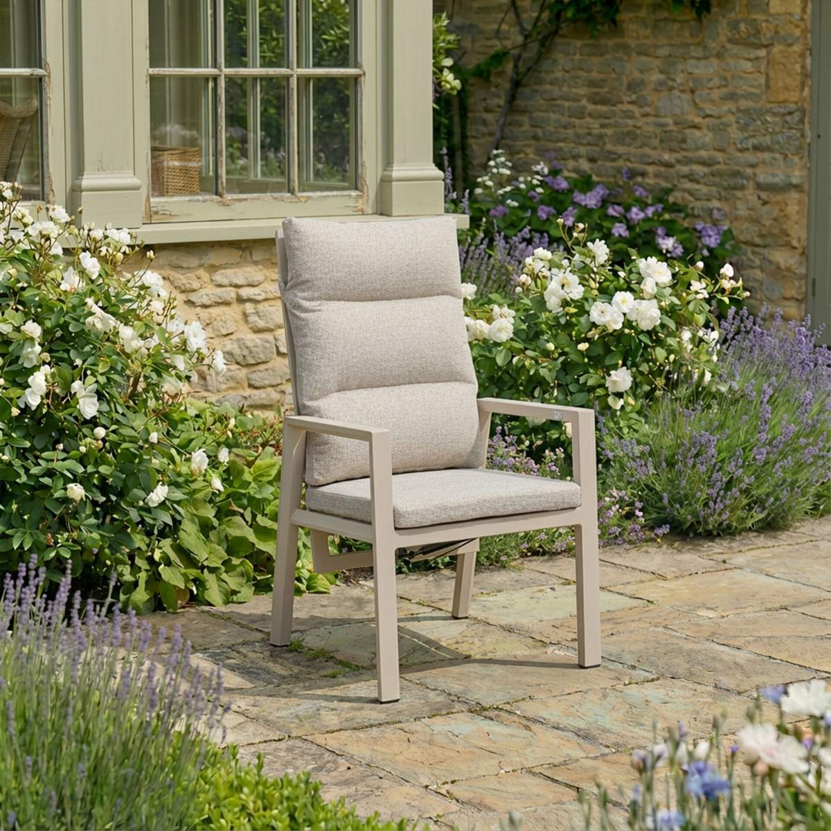 Maze - Pair of Valencia Reclining Aluminium Dining Chairs - Latte