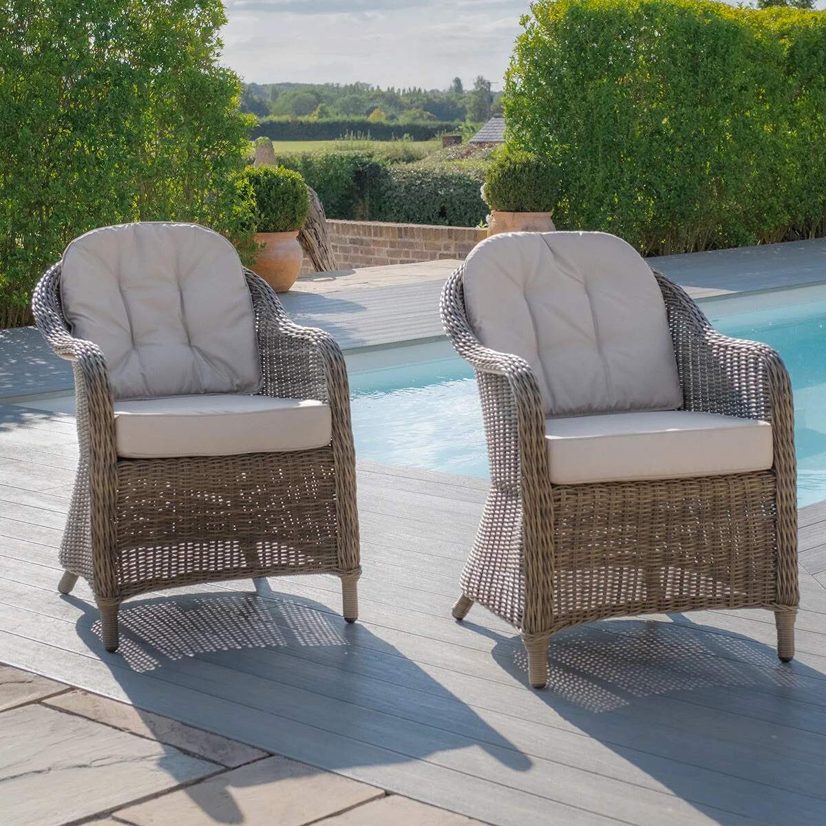 Maze Pair of Winchester Heritage Rattan Dining Chairs