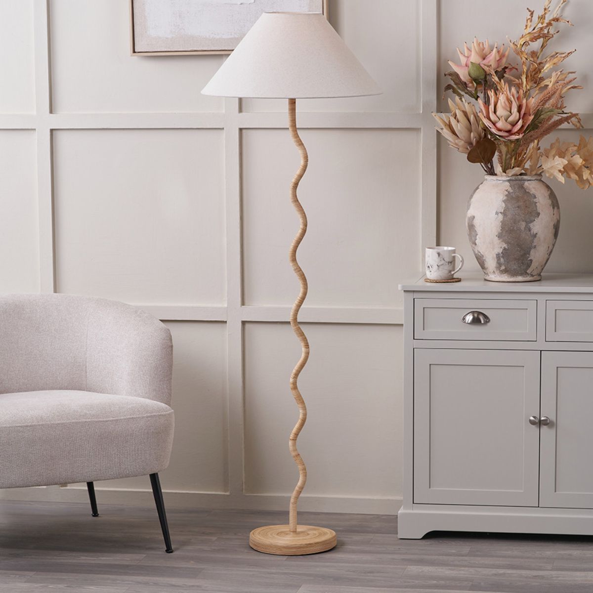 Pacific Lifestyle Palau Rattan Wave Floor Lamp Base