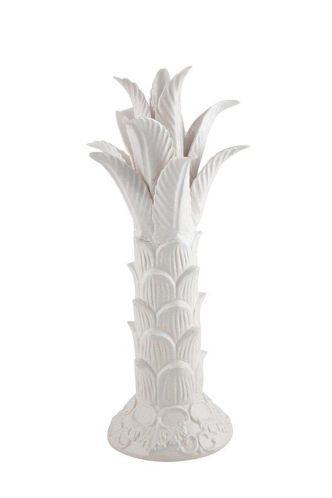 Palm Tree Ornament White Stoneware-Beaumonde