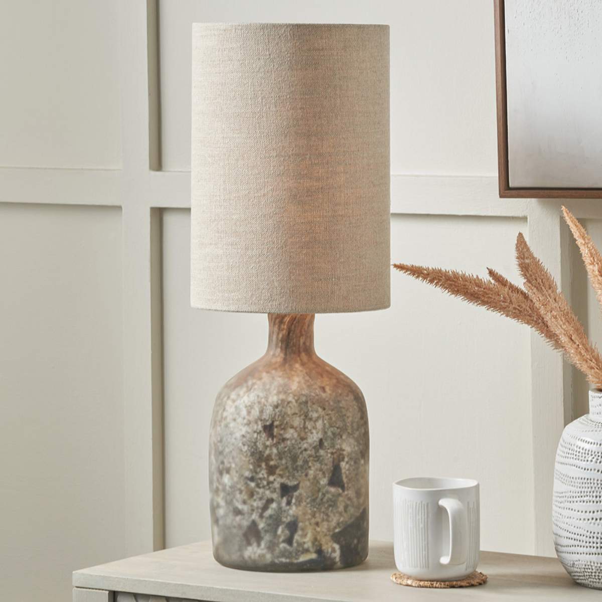 Pacific Lifestyle Palmino Brown Organic Glass Bottle Table Lamp